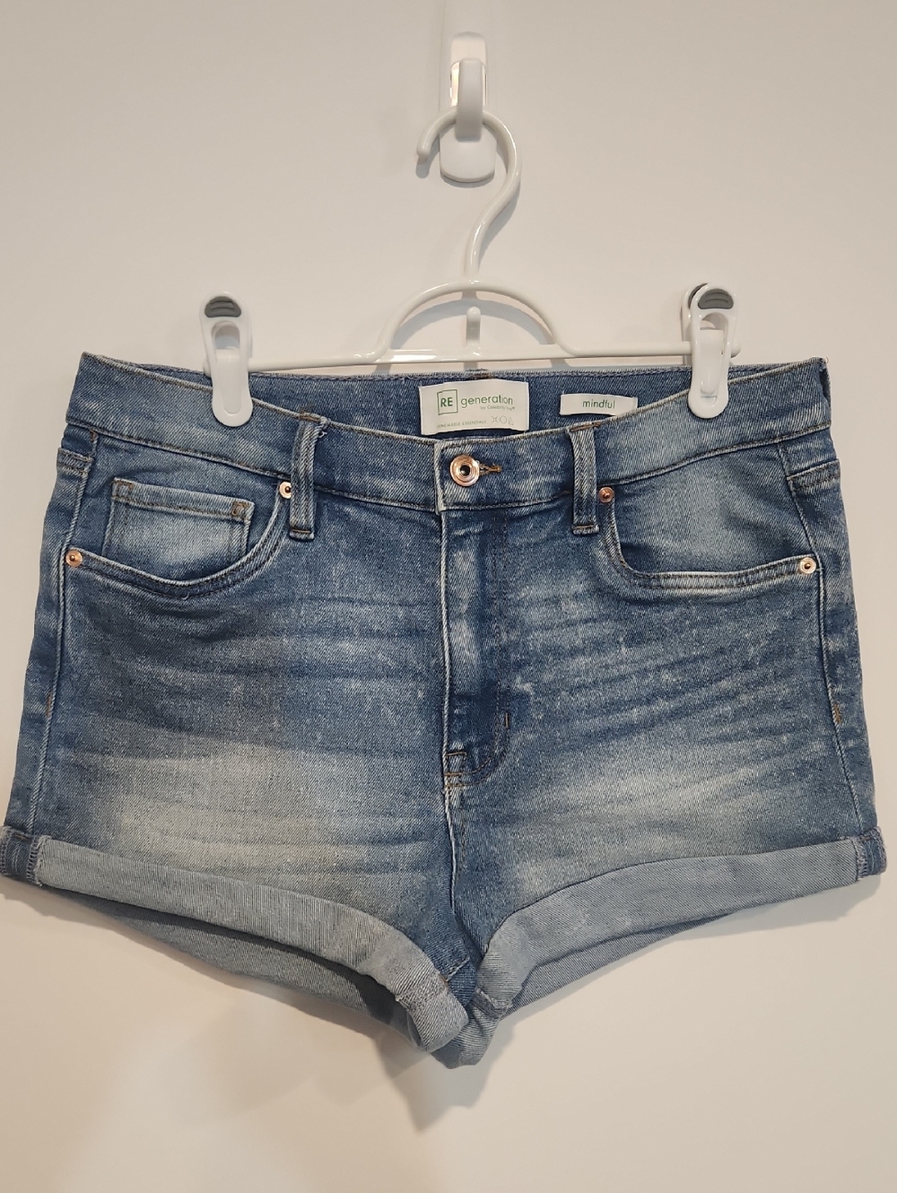 Celebrity Pink Distressed Light Blue Stretchy Denim Shorts